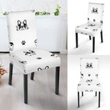 Cute French Bulldog Paw Pattern Dining Chair Slipcover