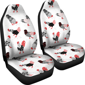 Cool Rooster Chicken Cock Floral Ornament Background  Universal Fit Car Seat Covers