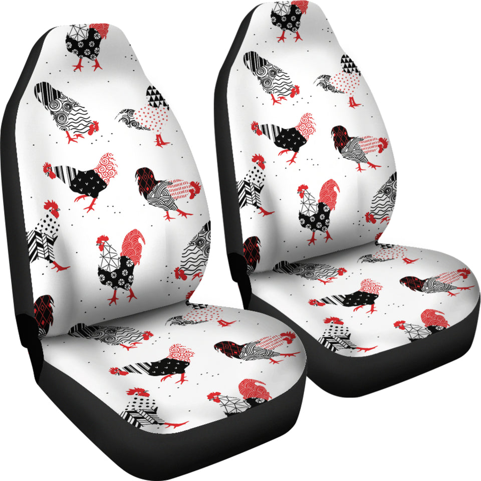 Cool Rooster Chicken Cock Floral Ornament Background  Universal Fit Car Seat Covers
