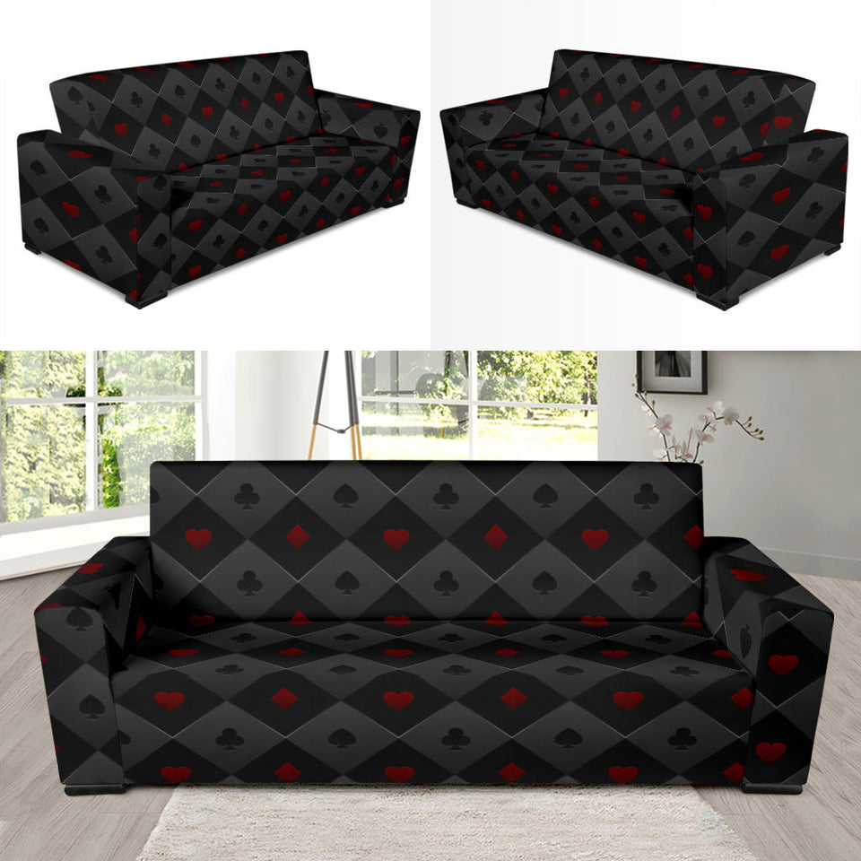 Casino Cards Suits Pattern Print Design 05 Sofa Slipcover