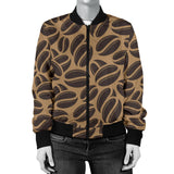 Coffee Bean On Brown Background Women'S Bomber Jacket