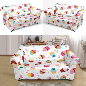 Cake Cupcake Design Pattern Loveseat Couch Slipcover