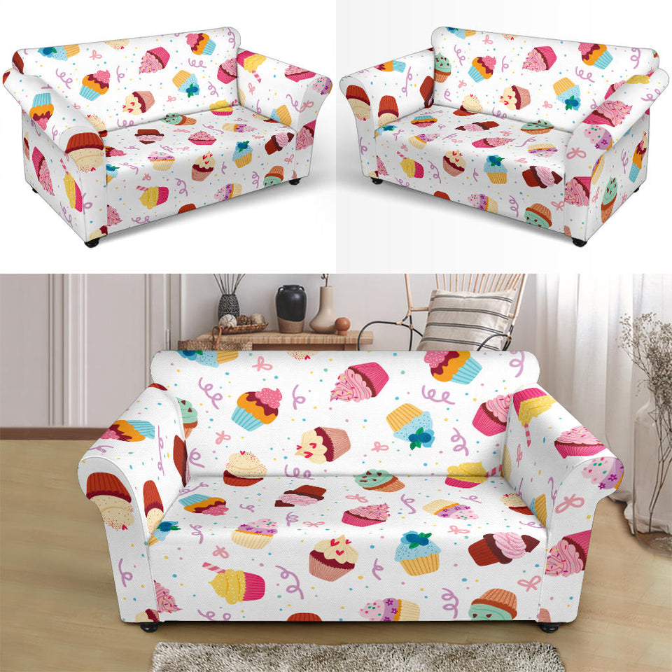 Cake Cupcake Design Pattern Loveseat Couch Slipcover