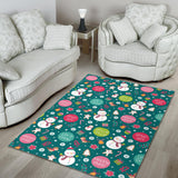 Snowman Bird Decorative Elements Christmas Pattern Area Rug