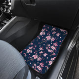 Pink Sakura Cherry Blossom Blue Background Front And Back Car Mats