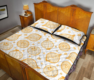 hand drawn onion pattern Quilt Bed Set