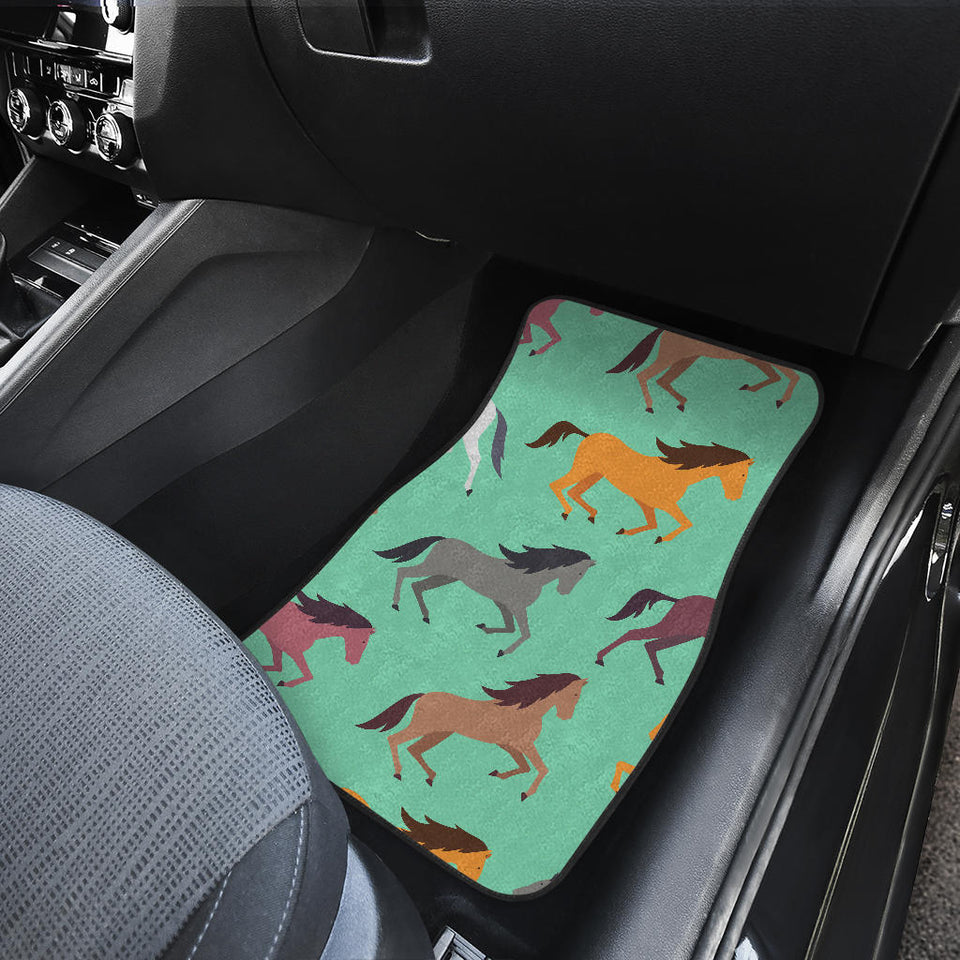 Colorful Horses Pattern Front And Back Car Mats