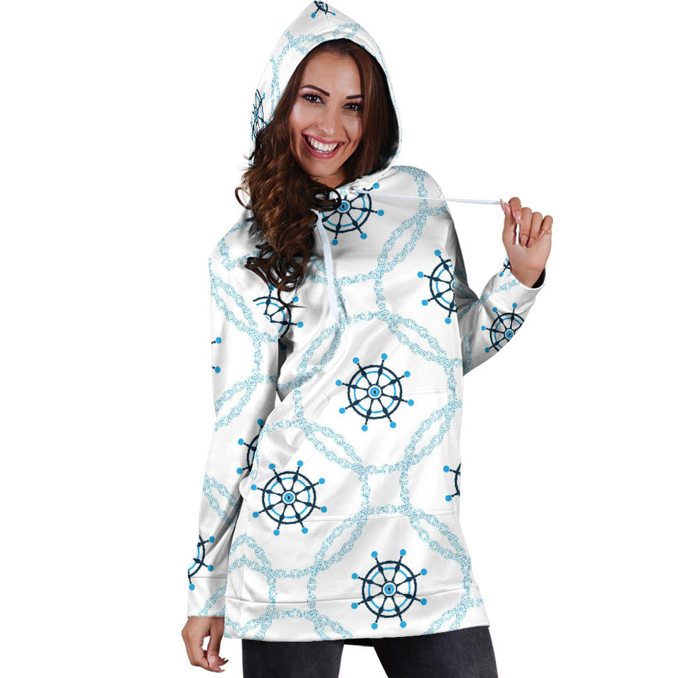 Nautical Steering Wheel Chain Women'S Hoodie Dress