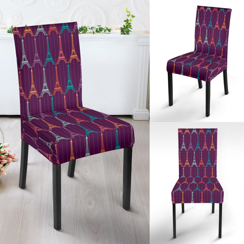 Eiffel Tower Pattern Print Design 05 Dining Chair Slipcover