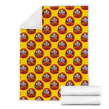 Daruma Japanese Wooden Doll Yellow Background Premium Blanket