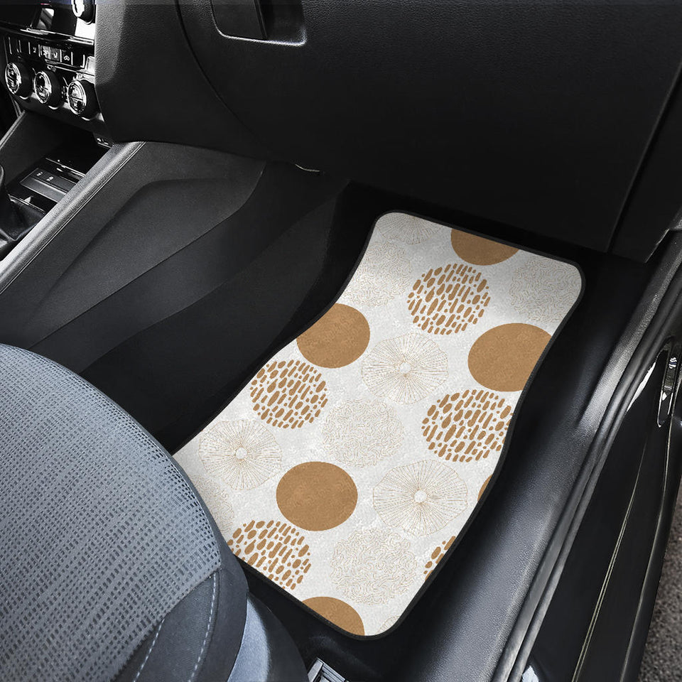 Gold Texture Mushroom Pattern Front And Back Car Mats
