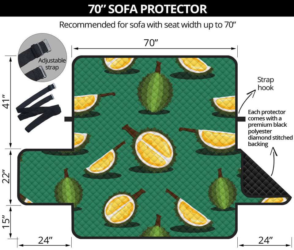 Durian pattern green background Sofa Cover Protector
