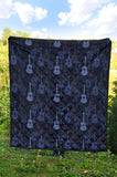 Blue Theme Guitar Pattern Premium Quilt