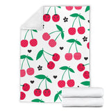 Cherry Pattern White Background Premium Blanket