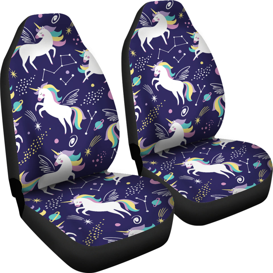 Hand Drawn Cute Unicorn Star Planet  Universal Fit Car Seat Covers