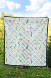 Watercolor Tulips Pattern Premium Quilt