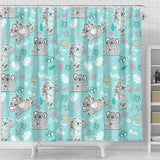 Cute Koalas Blue Background Pattern Shower Curtain Fulfilled In US