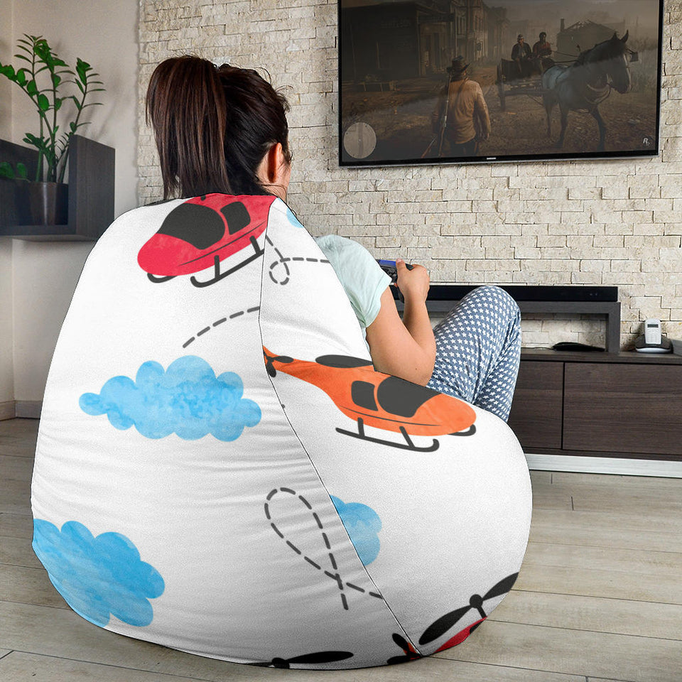 Watercolor Helicopter Cloud Pattern Bean Bag Cover