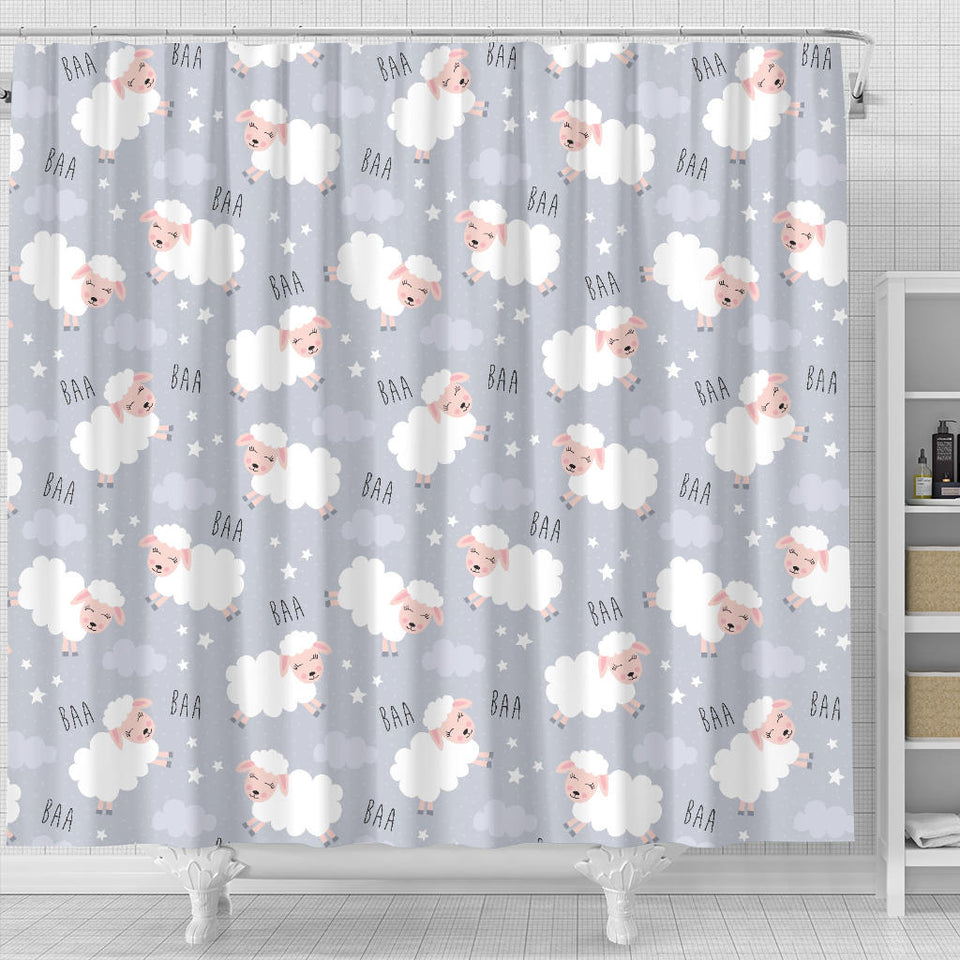 Sweet Dreams Sheep Pattern Shower Curtain Fulfilled In US