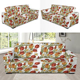 Red Tulips And Daffodils Pattern Sofa Slipcover