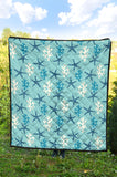 Blue Starfish Coral Reef Pattern Premium Quilt