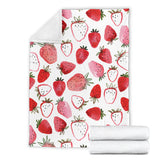 Watercolor Hand Drawn Beautiful Strawberry Pattern Premium Blanket
