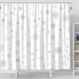 Snowflake Pattern White Background Shower Curtain Fulfilled In US