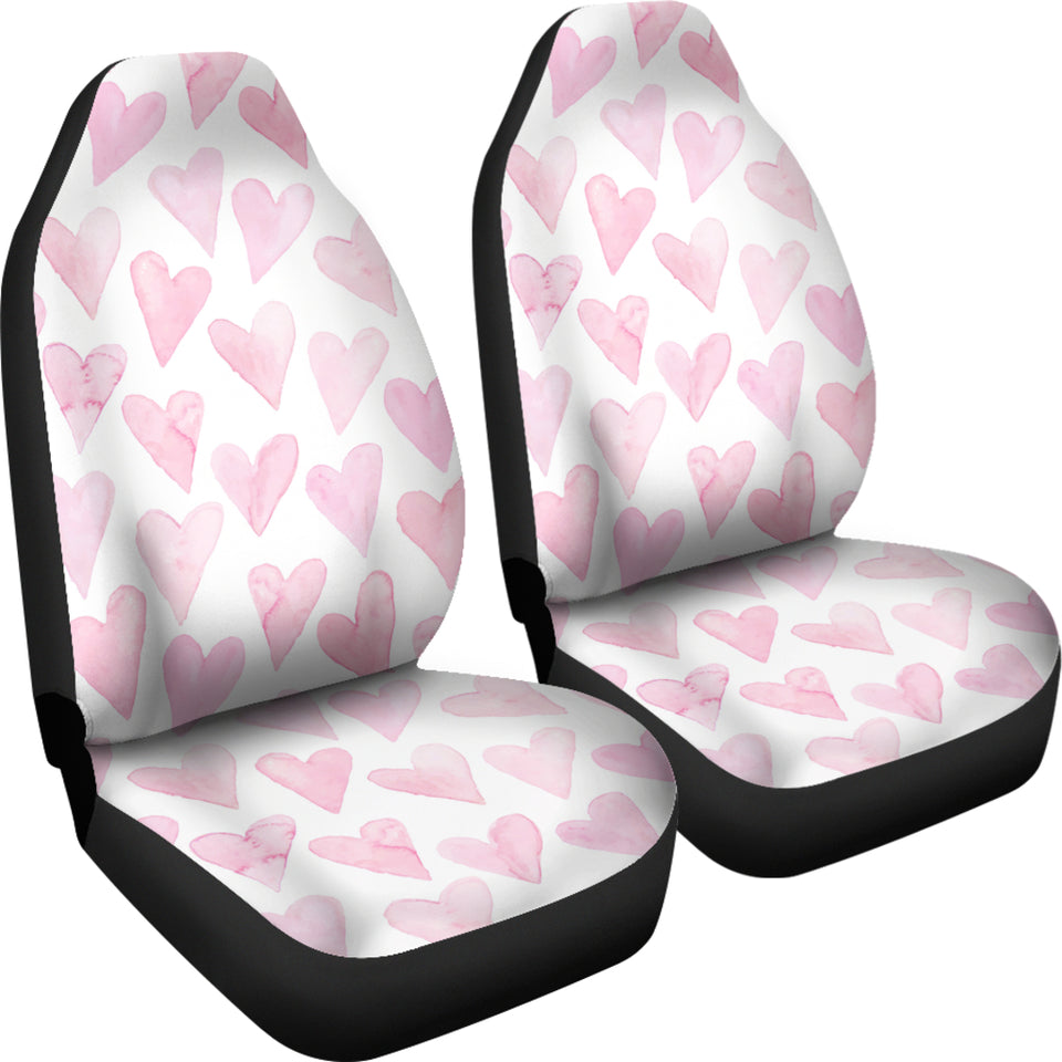 Watercolor Pink Heart Pattern Universal Fit Car Seat Covers