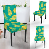 Pineapples Pattern Green Background Dining Chair Slipcover