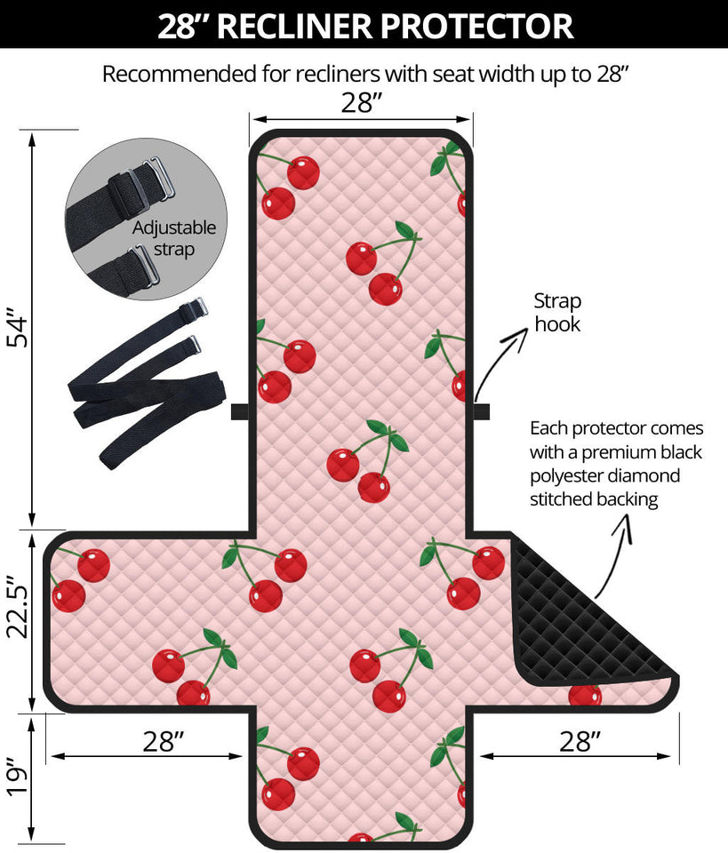 cherry pattern pink background Recliner Cover Protector