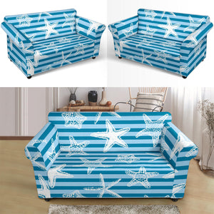 Starfish Blue Blackground Loveseat Couch Slipcover