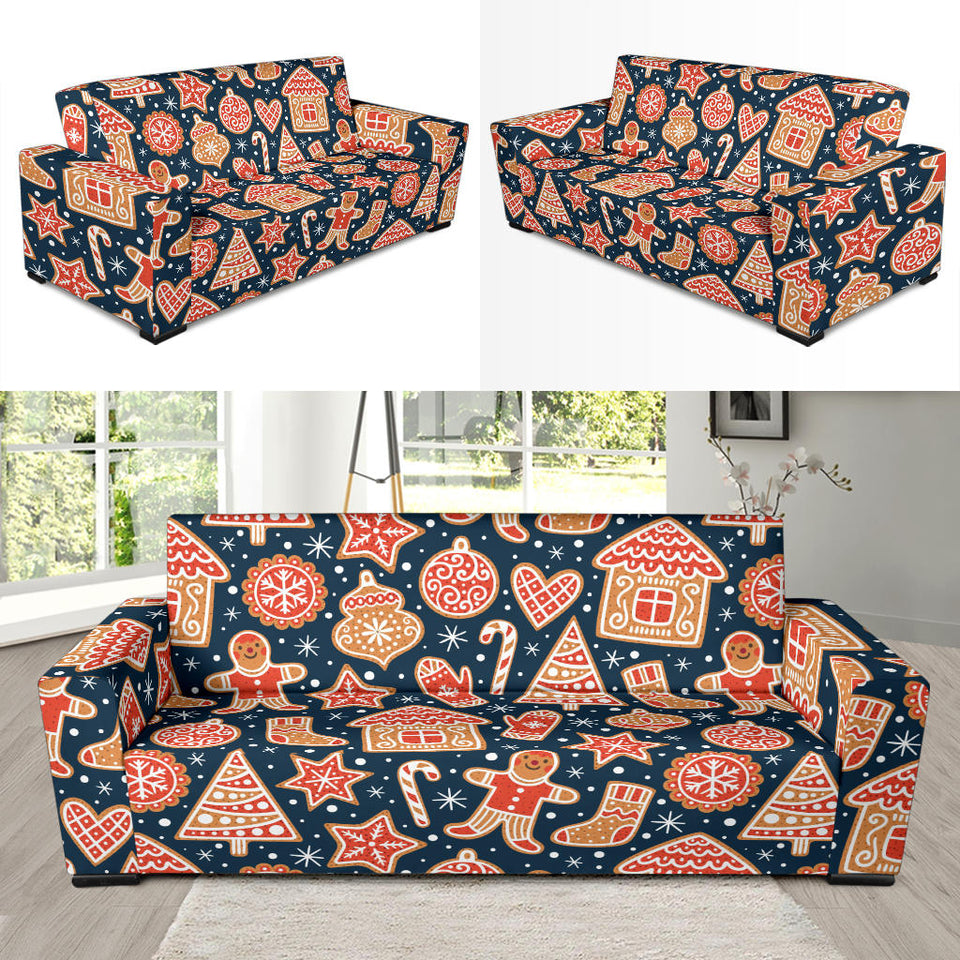 Christmas Gingerbread Cookie Pattern Sofa Slipcover