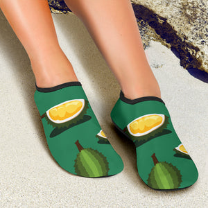 Durian Pattern Green Background Aqua Shoes