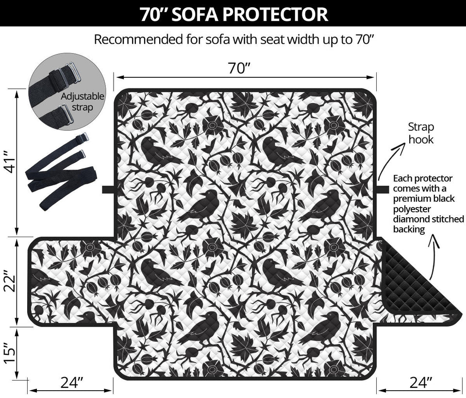 Crow dark floral pattern Sofa Cover Protector