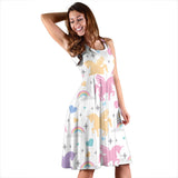 Colorful Unicorn Rainbow Heart Pattern Sleeveless Midi Dress