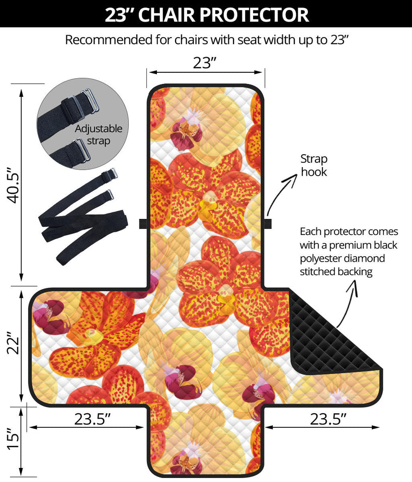 Orange yellow orchid flower pattern background Chair Cover Protector