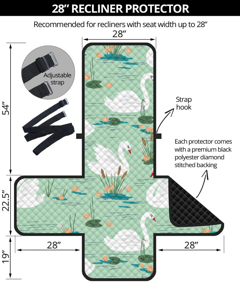 White swan lake pattern Recliner Cover Protector
