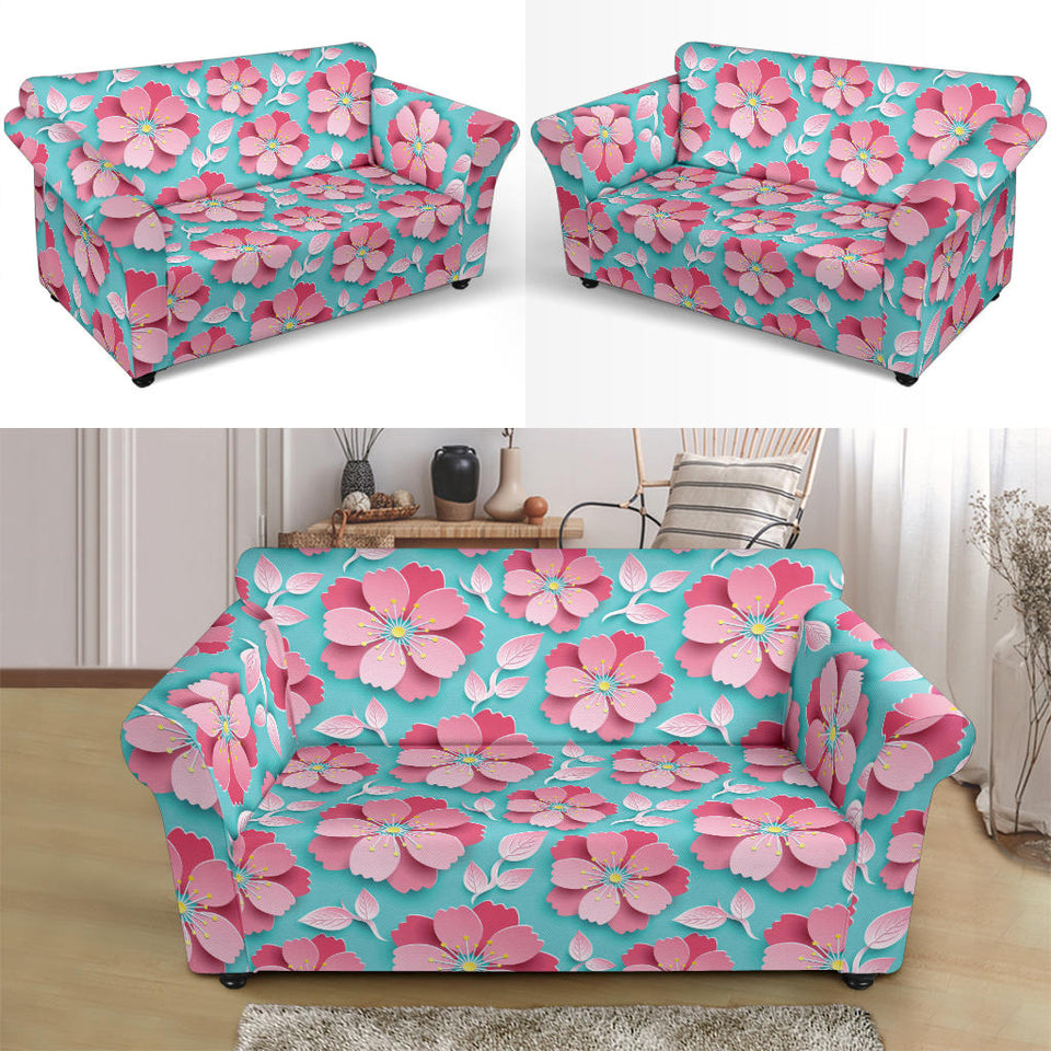 3D Sakura Cherry Blossom Pattern Loveseat Couch Slipcover
