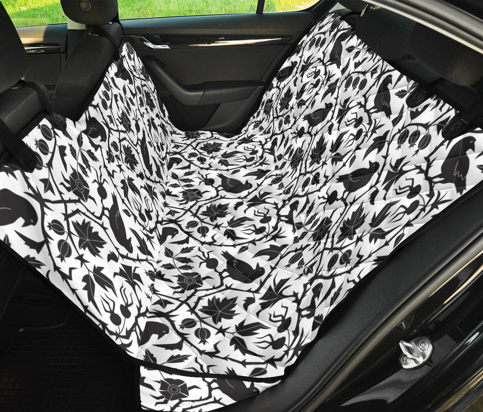 Crow Dark Floral Pattern Dog Car Seat Covers