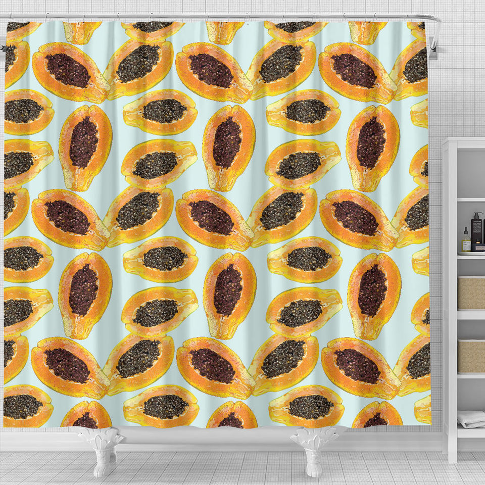 Watercolor Papaya Pattern Shower Curtain Fulfilled In US