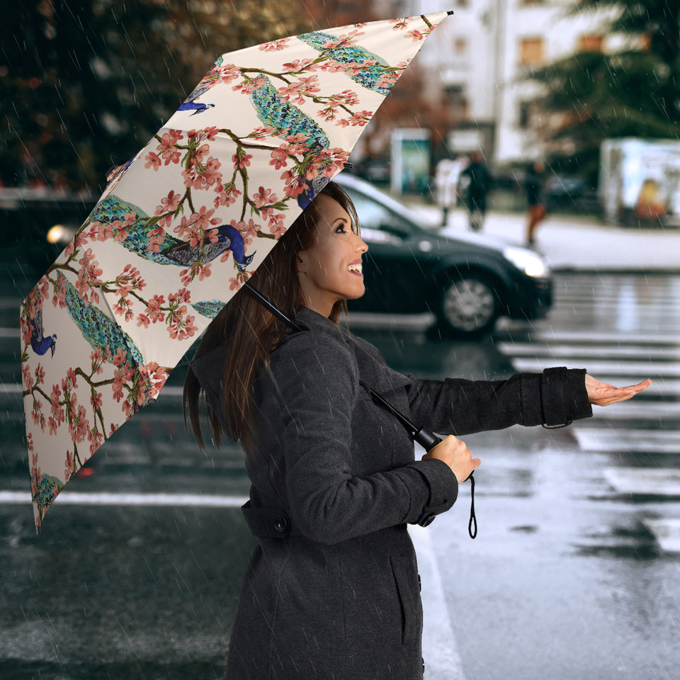 Peacock Tropical Flower Pattern Umbrella