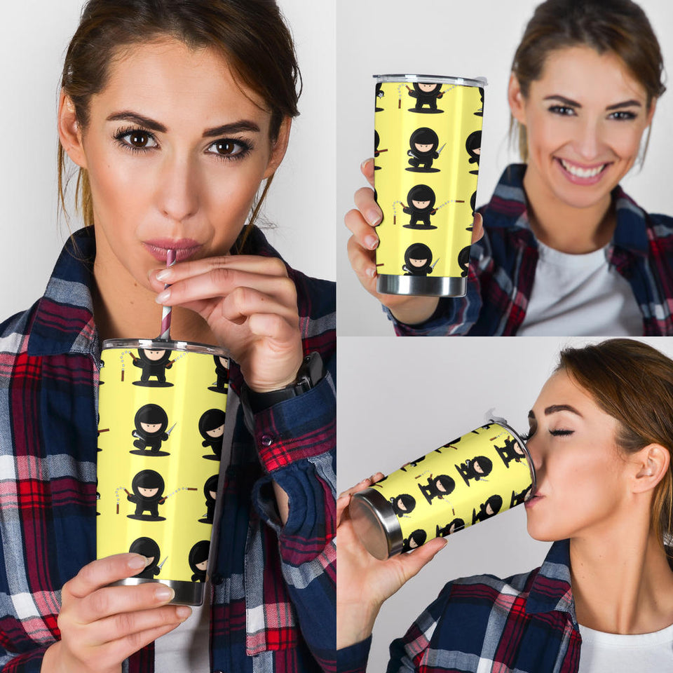 Cute Ninja Yellow Background Tumbler