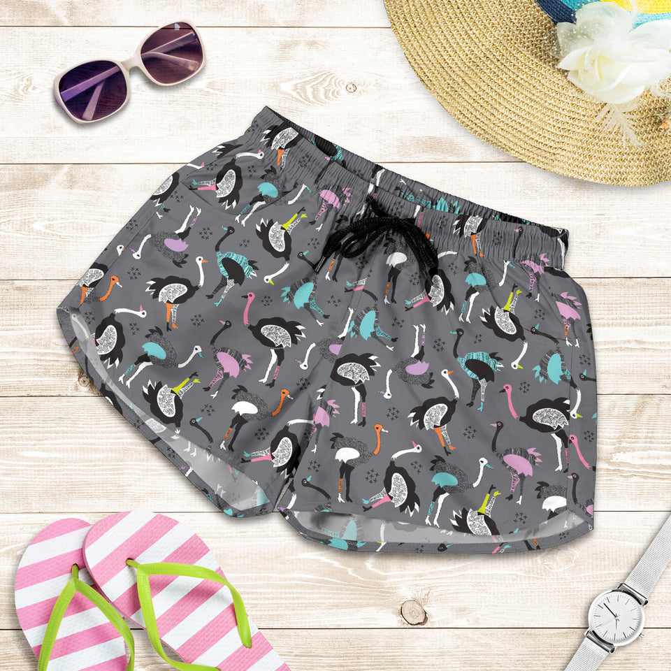 Ostrich Pattern Print Design 01 Women Shorts