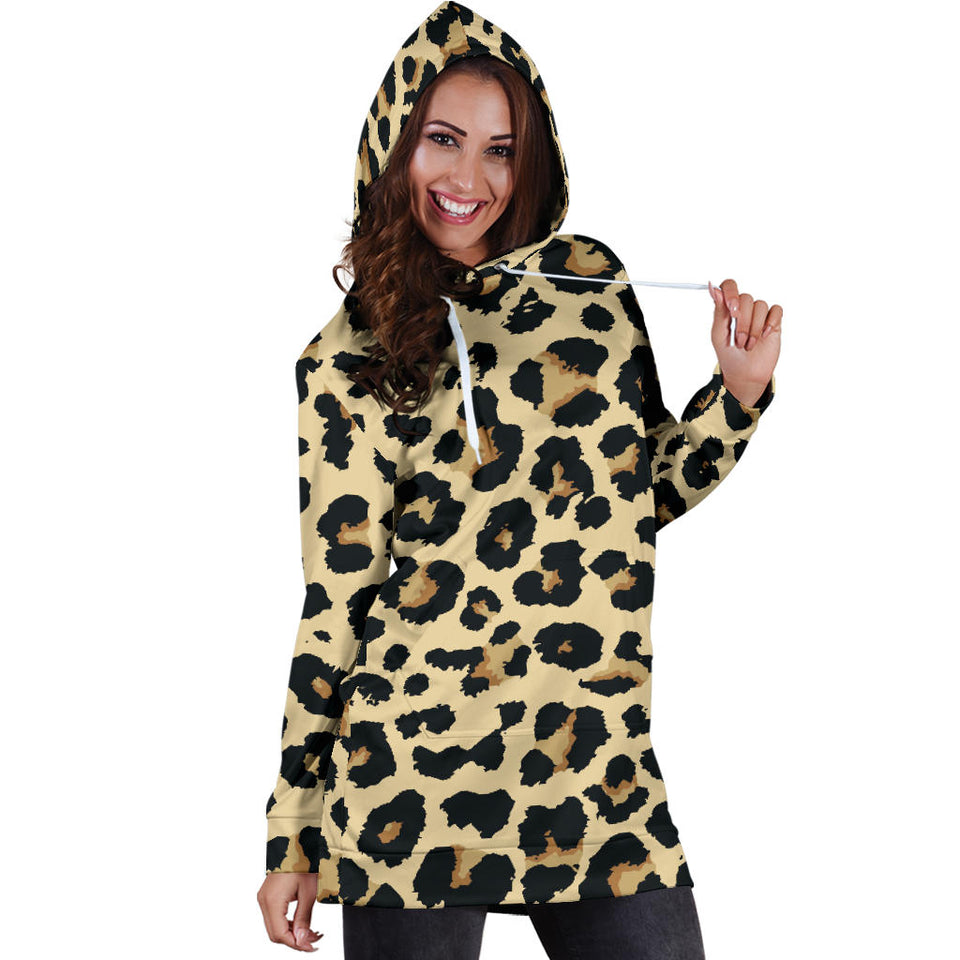 Leopard Print Design Pattern Women'S Hoodie Dress