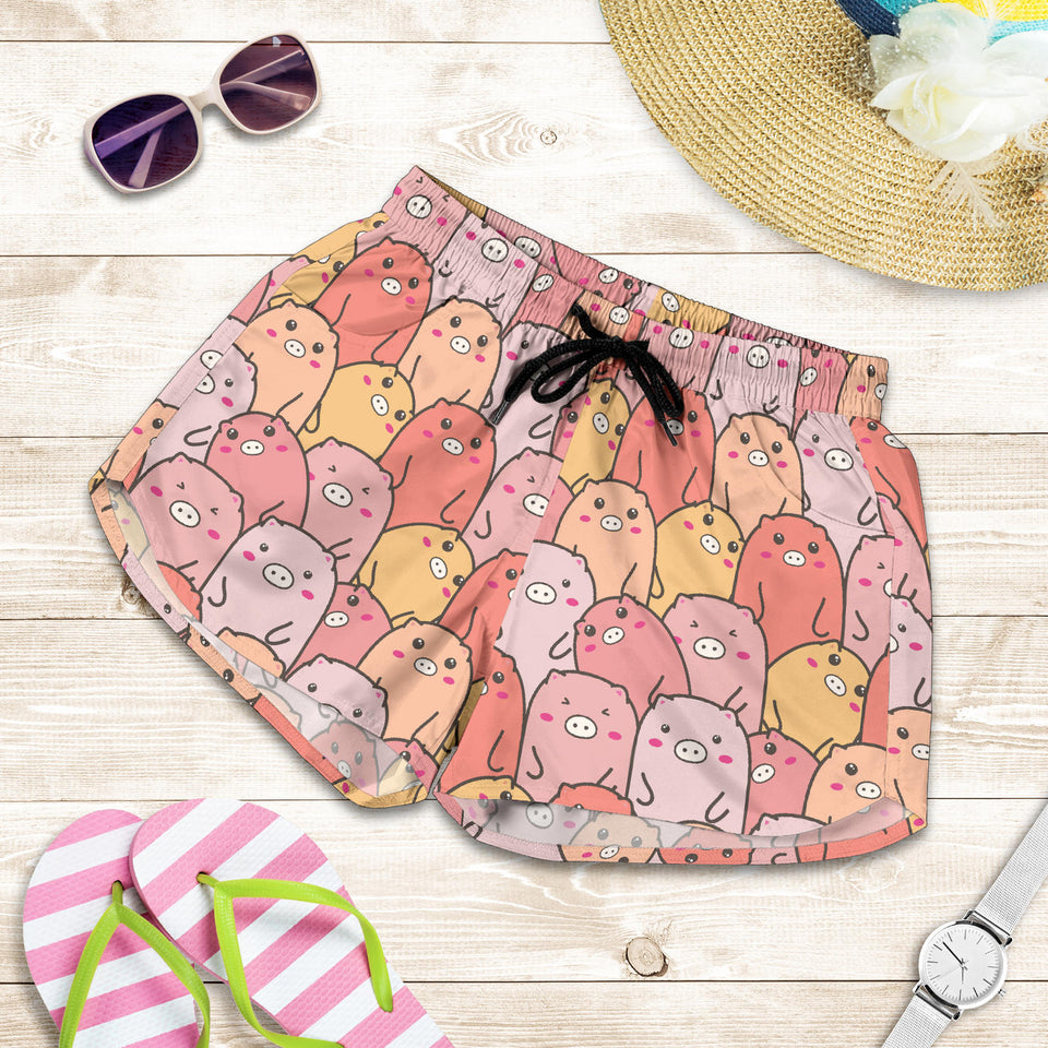 Pig Pattern Print Design 04 Women Shorts