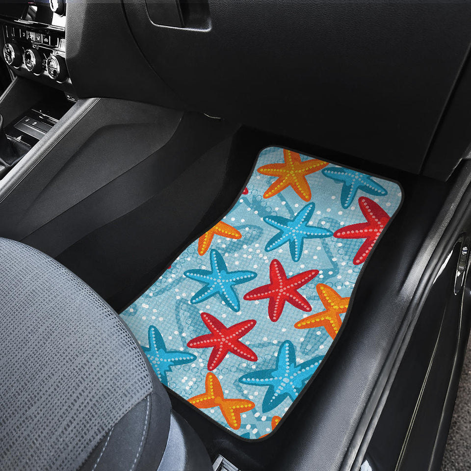 Blue Red Orange Starfish Pattern Front And Back Car Mats