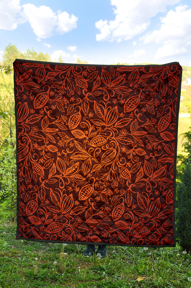 Cocoa Beans Tribal Polynesian Pattern Premium Quilt