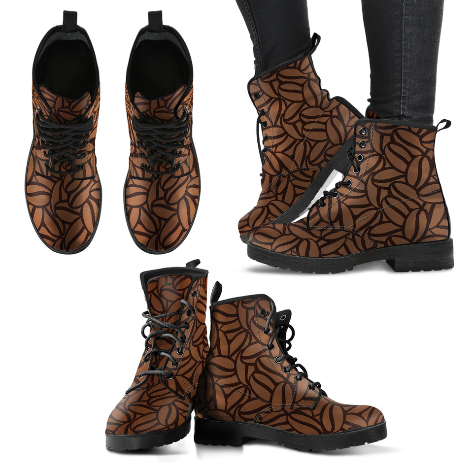 Coffee Bean Pattern Leather Boots