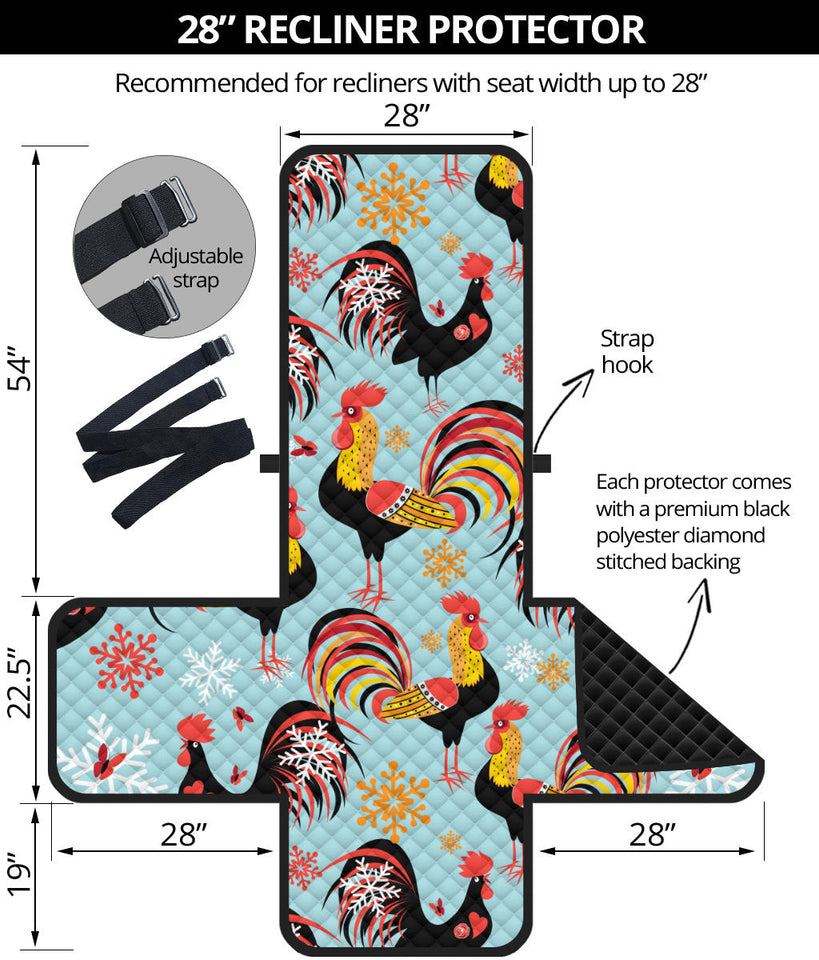 Rooster chicken cock snowfalke Recliner Cover Protector