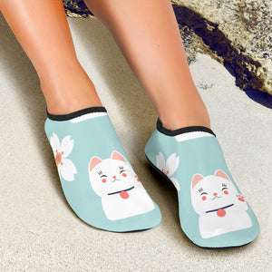 Maneki Neko Lucky Cat Sakura Aqua Shoes